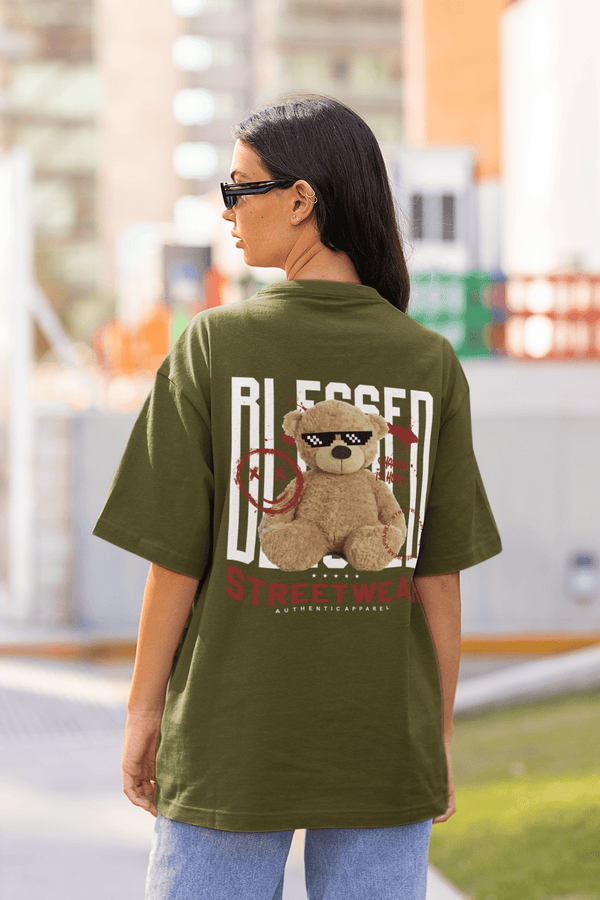 Damen Oversize Shirt Blessed Back Print
