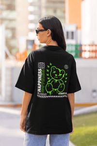Damen Oversize Shirt Happiness Back Print