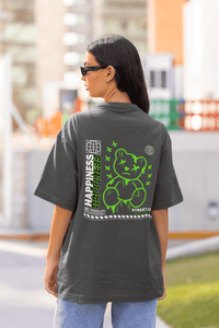 Damen Oversize Shirt Happiness Back Print
