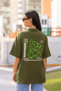 Damen Oversize Shirt Happiness Back Print