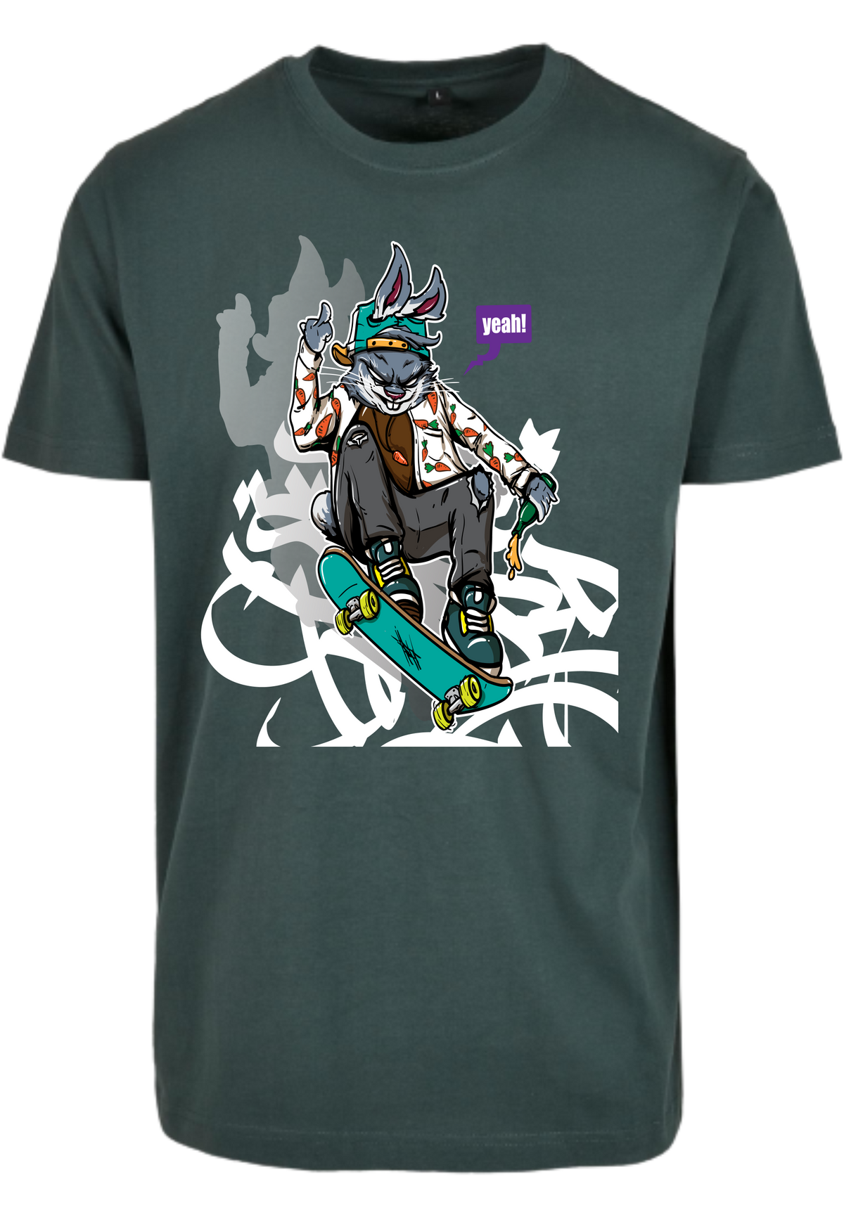 Herren T-Shirt mit verspielten Skater-Bunny Aufdruck