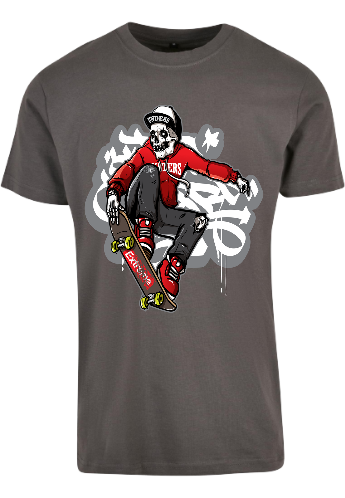 Herren T-Shirt mit Skelett-Skater Aufdruck