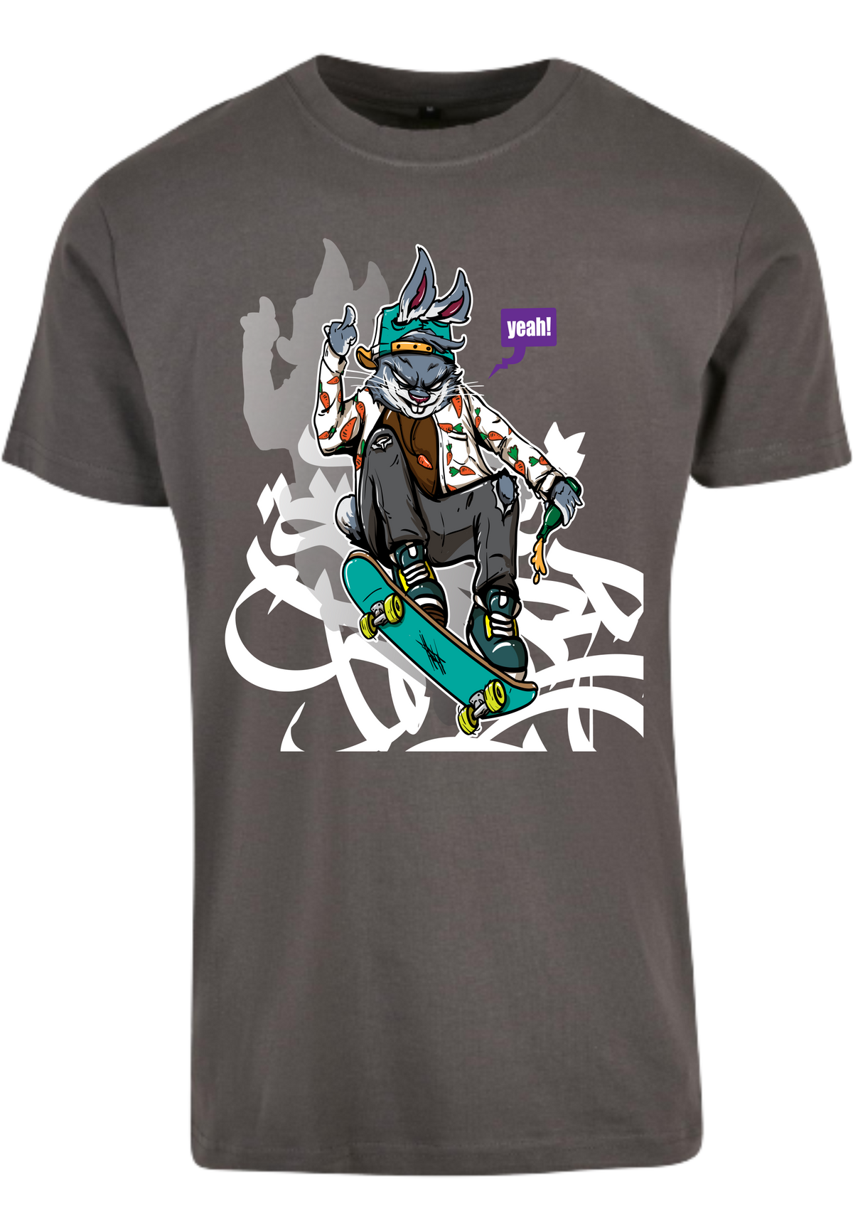 Herren T-Shirt mit verspielten Skater-Bunny Aufdruck