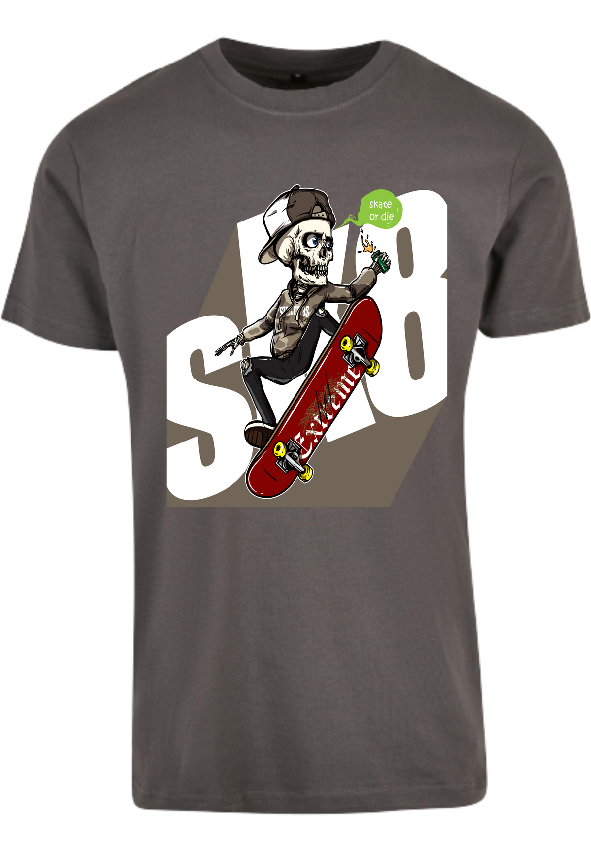Herren T-Shirt mit einzigartigen Skelett-Skater Aufdruck