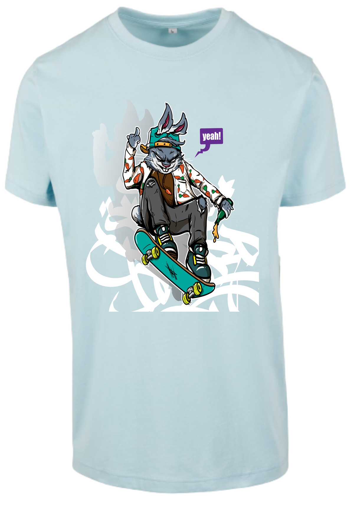 Herren T-Shirt mit verspielten Skater-Bunny Aufdruck