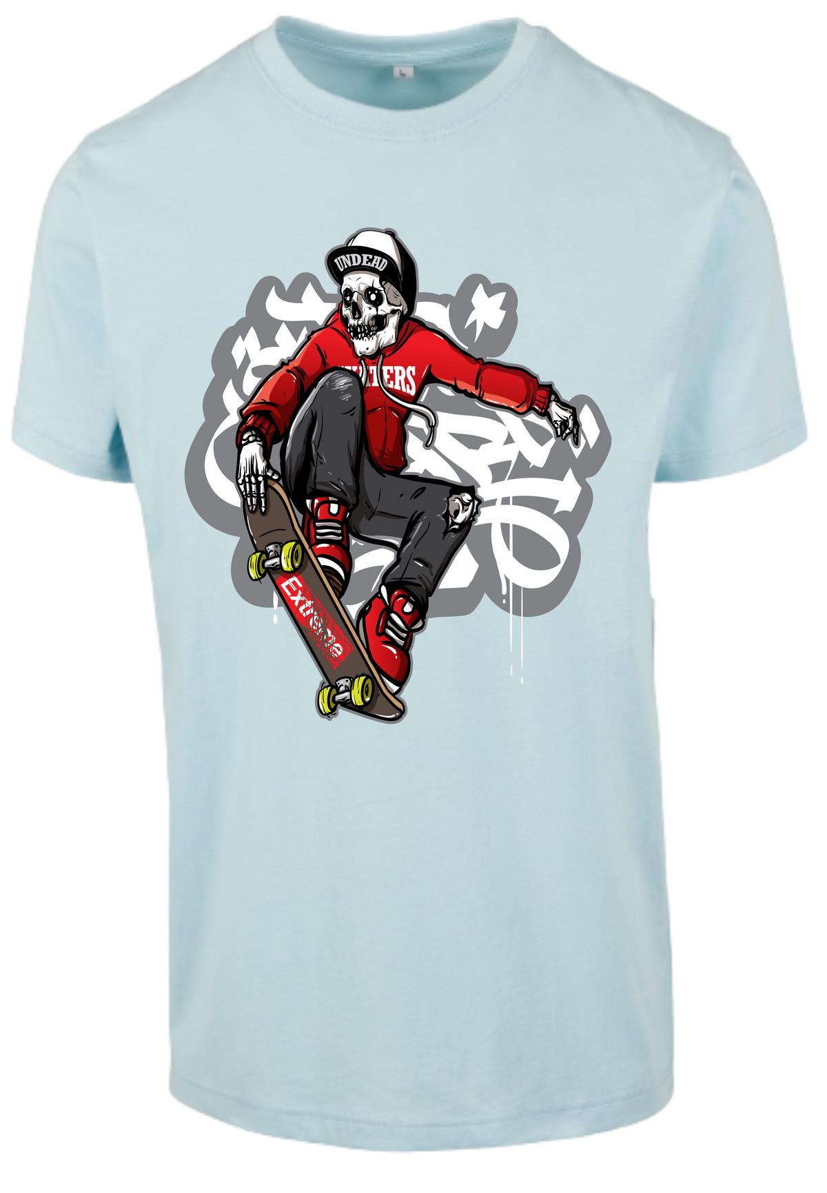 Herren T-Shirt mit Skelett-Skater Aufdruck