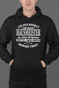 Herren Leg dich niemals mit einem Hausmeister an Hoodie