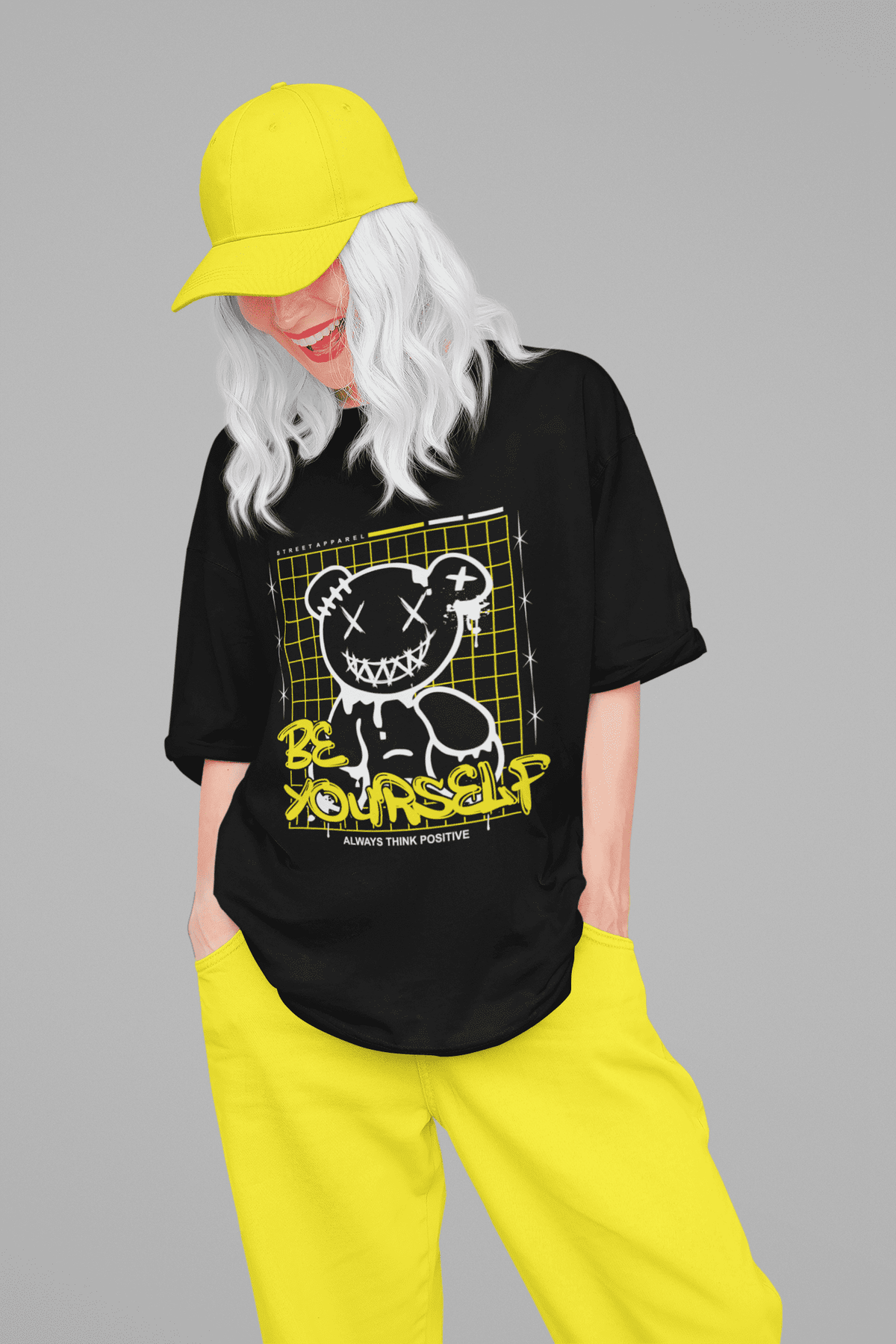 Damen Oversize Shirt Be Yourself Front Print