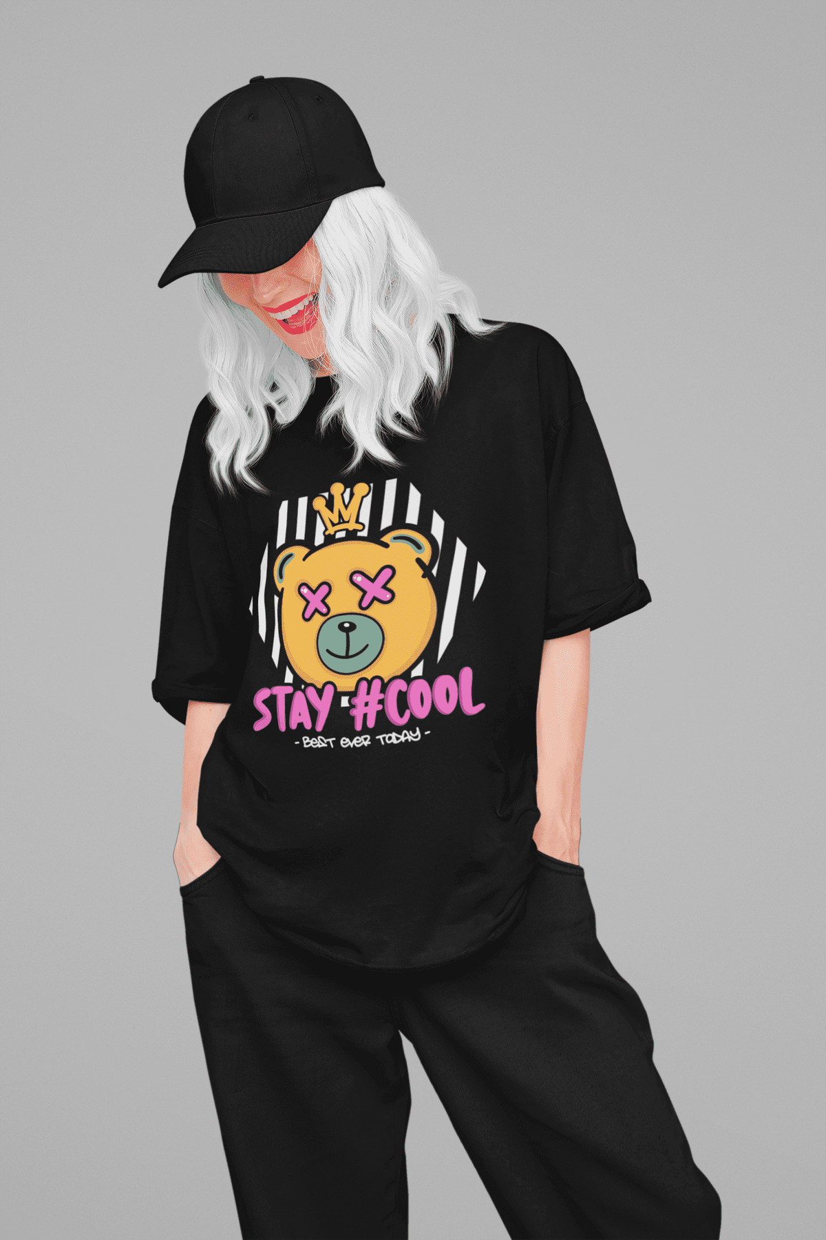 Damen Oversize Shirt Stay Cool Front Print