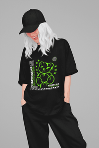 Damen Oversize Shirt Happiness Front Print