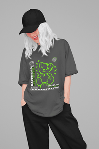Damen Oversize Shirt Happiness Front Print