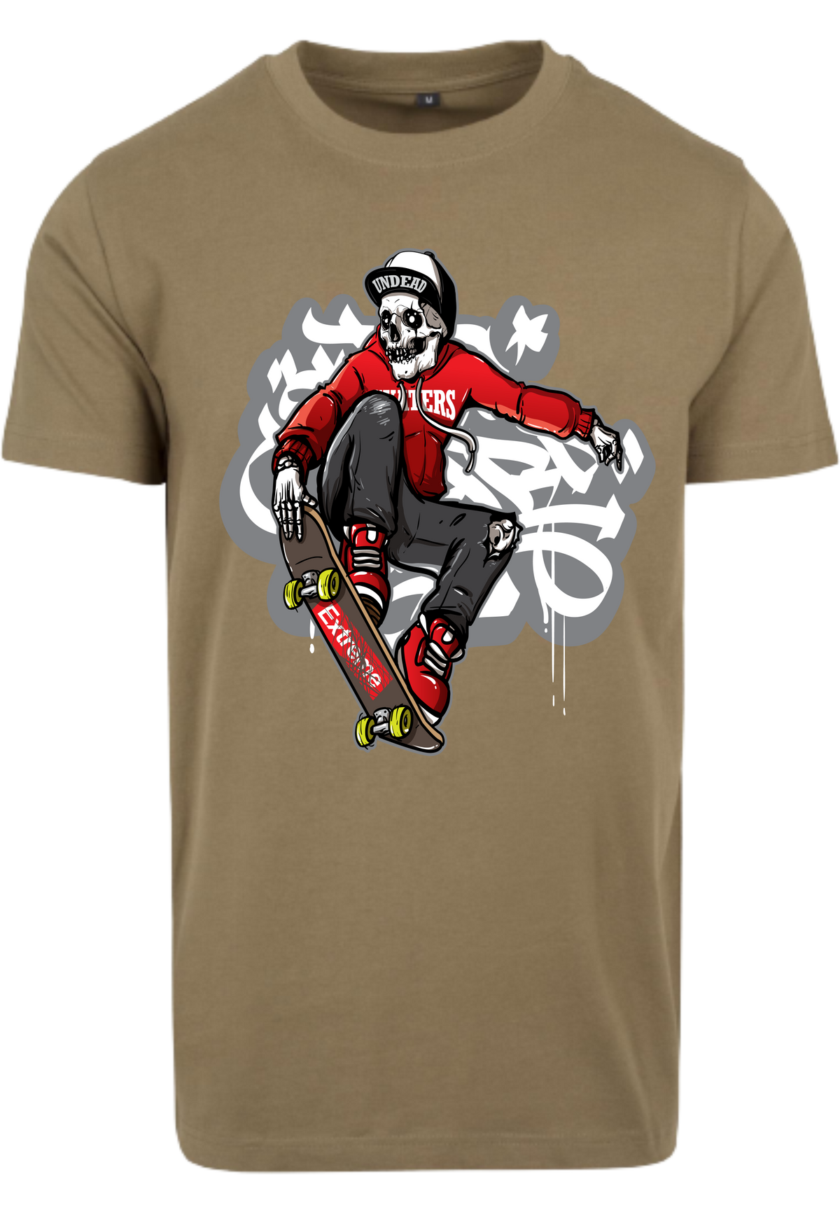 Herren T-Shirt mit Skelett-Skater Aufdruck