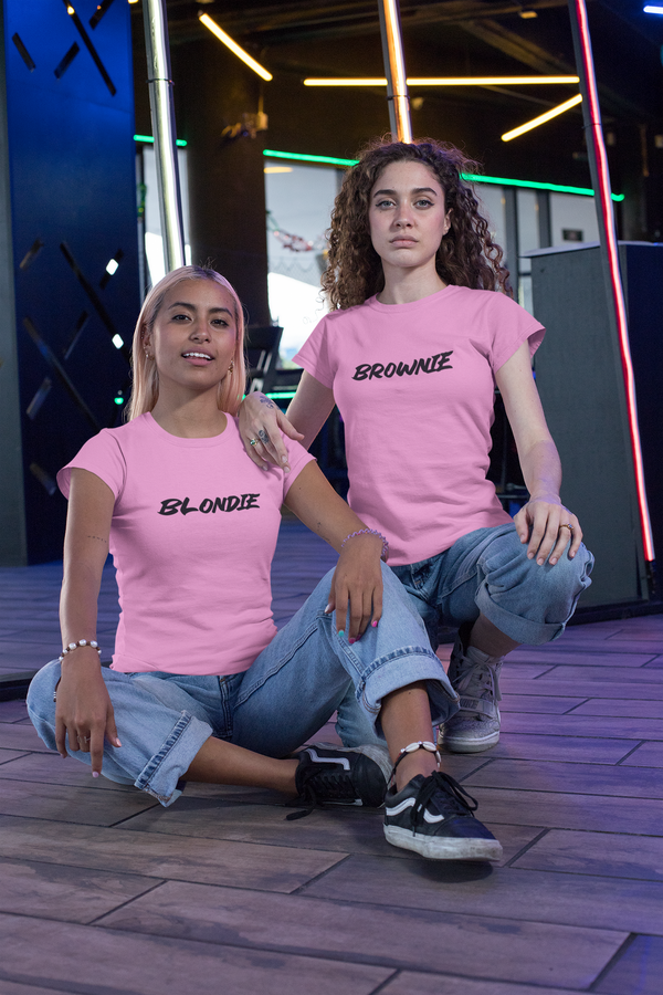 Beste Freunde Partner T-Shirt Set mit Blondie und Brownie Aufdruck