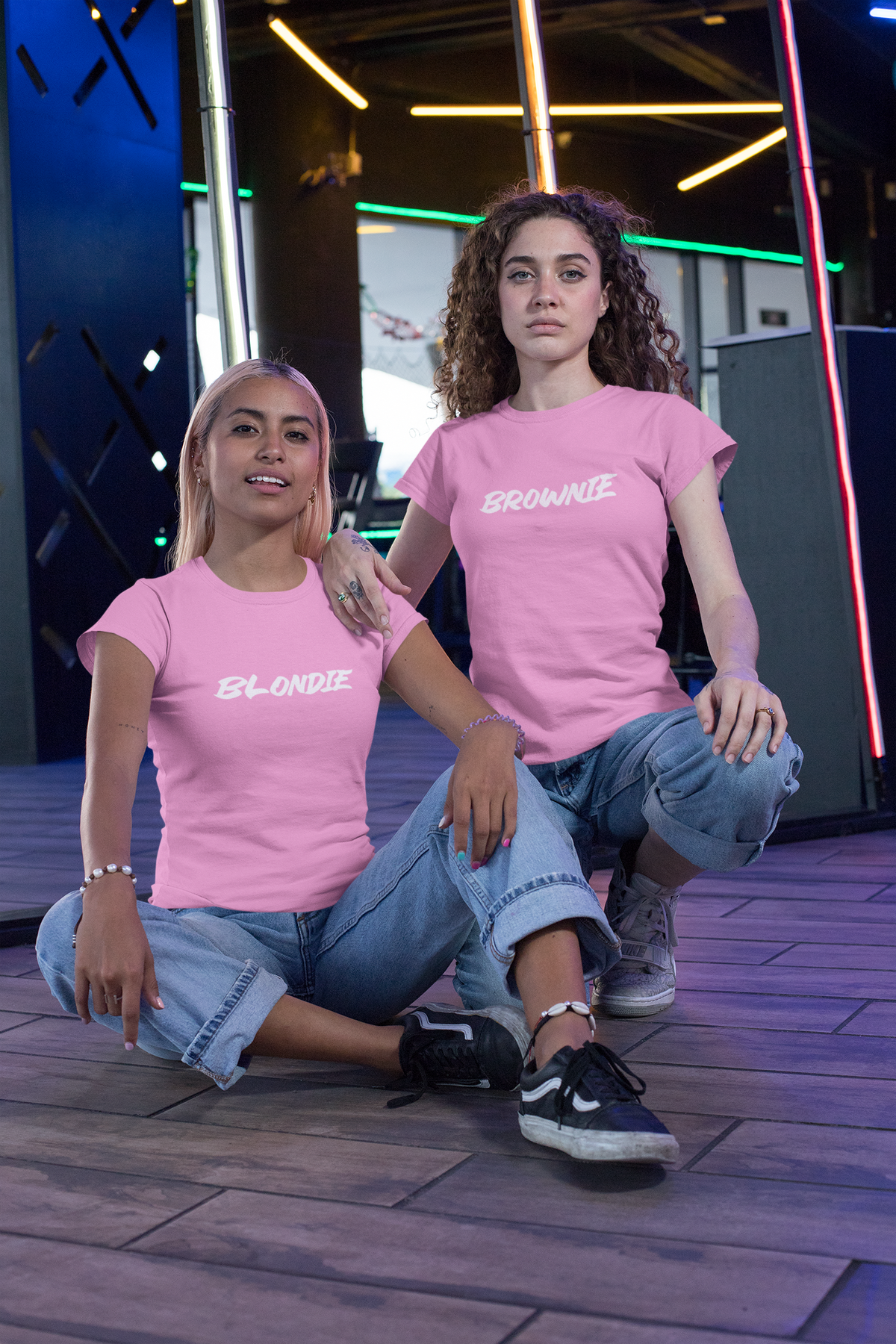Beste Freunde Partner T-Shirt Set mit Blondie und Brownie Aufdruck