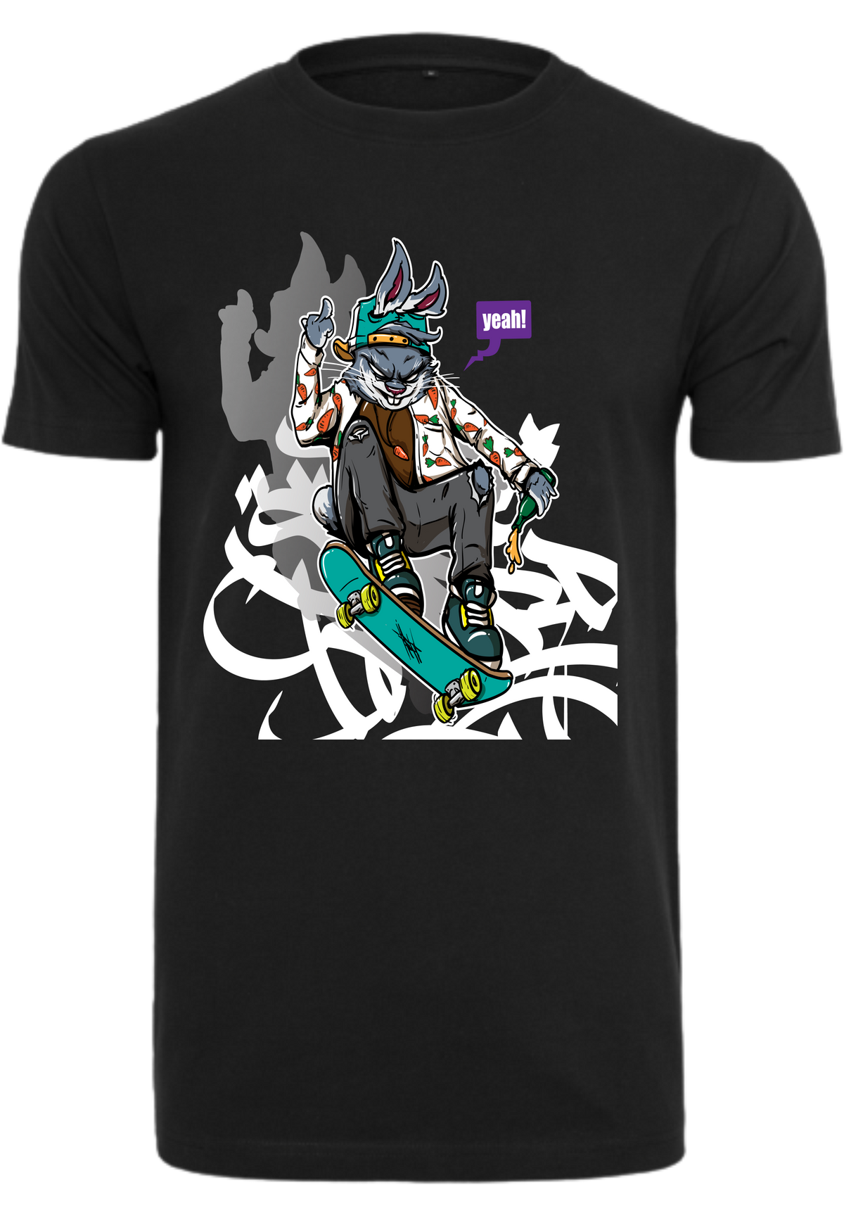Herren T-Shirt mit verspielten Skater-Bunny Aufdruck