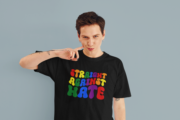 LGBT T-Shirt mit "Straight Against Hate" Aufdruck