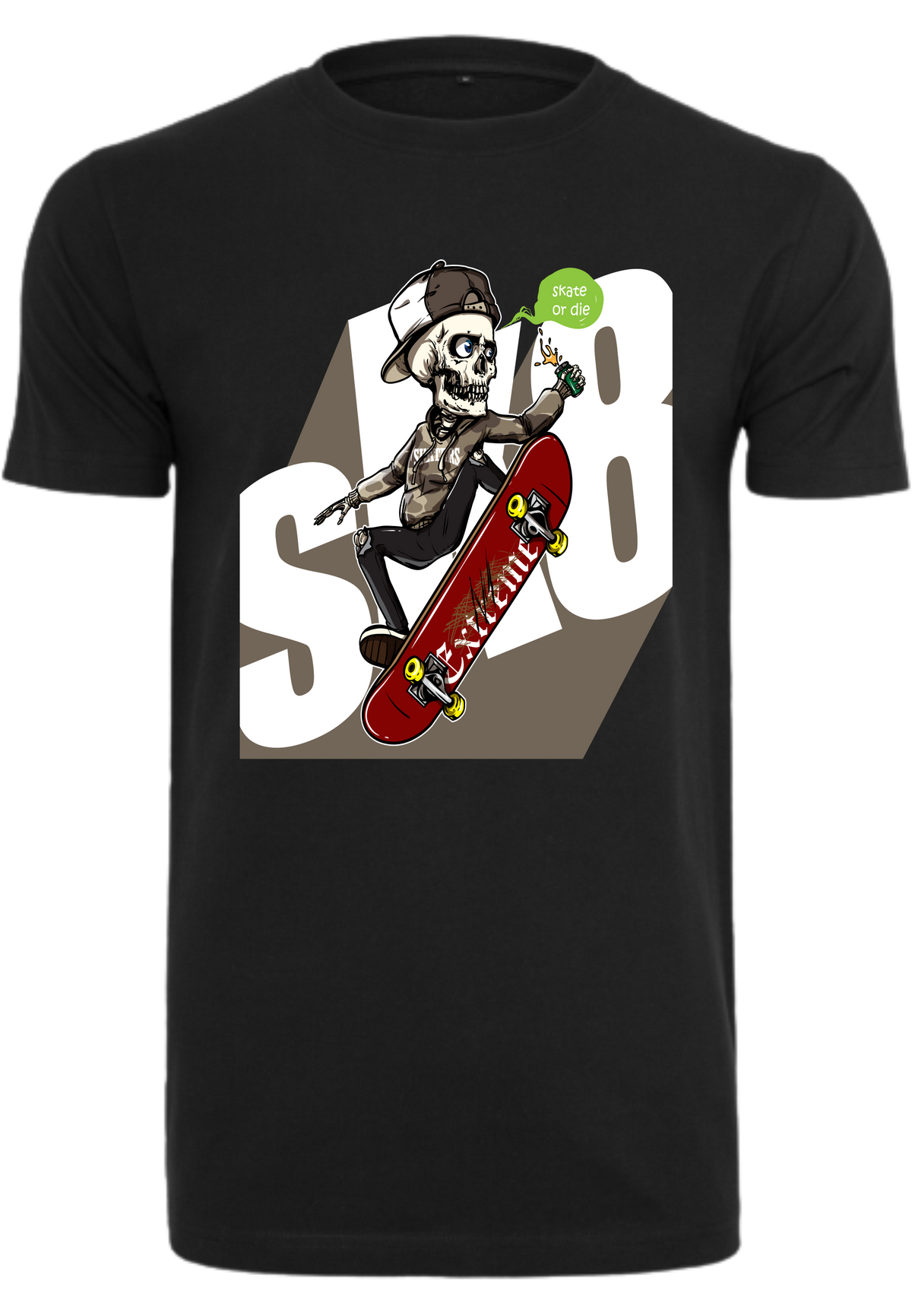 Herren T-Shirt mit einzigartigen Skelett-Skater Aufdruck
