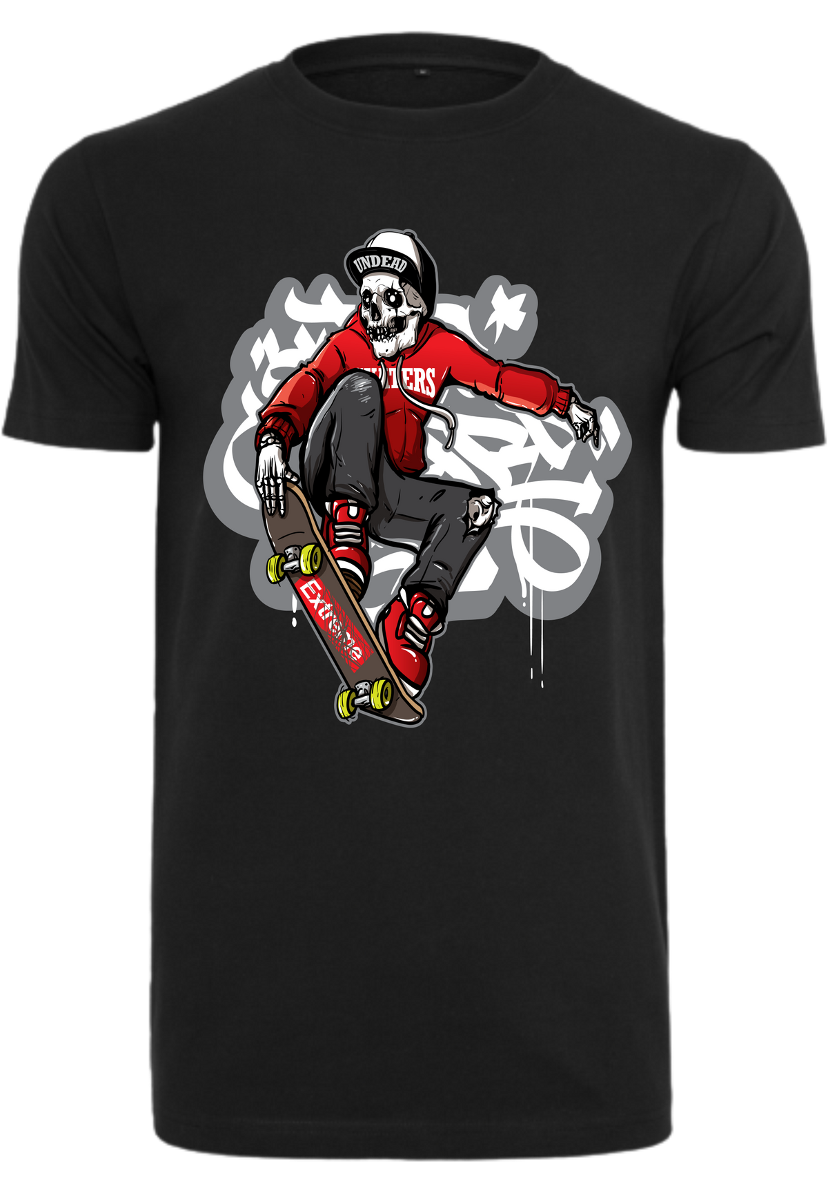Herren T-Shirt mit Skelett-Skater Aufdruck