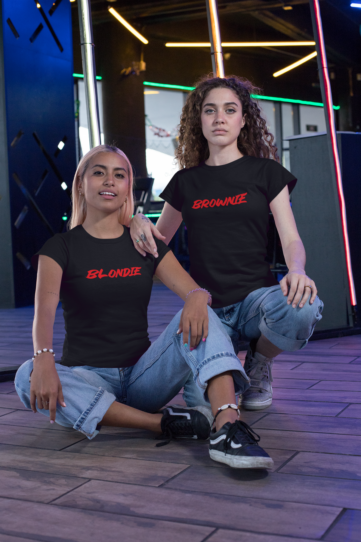 Beste Freunde Partner T-Shirt Set mit Blondie und Brownie Aufdruck