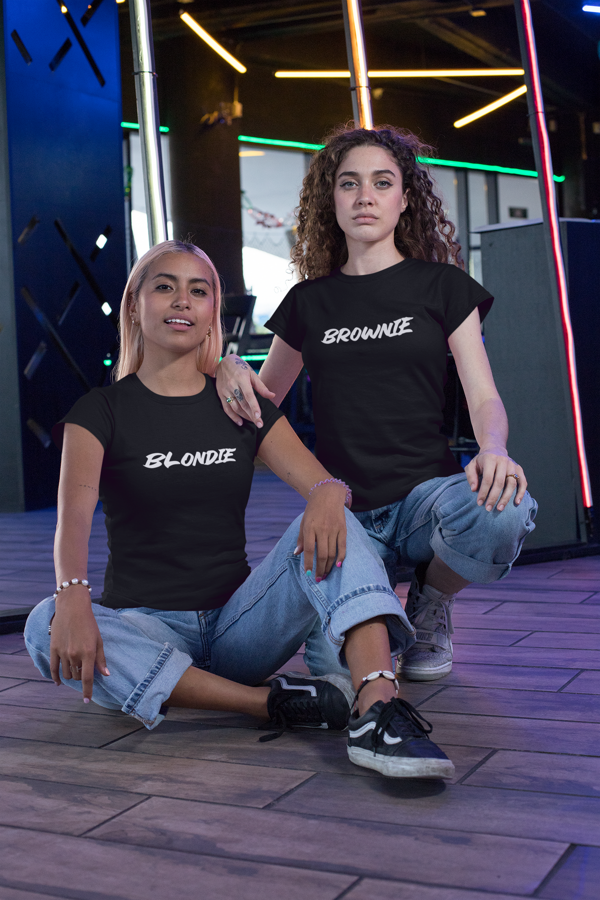 Beste Freunde Partner T-Shirt Set mit Blondie und Brownie Aufdruck
