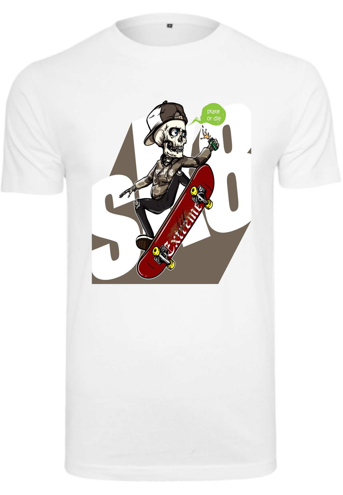 Herren T-Shirt mit einzigartigen Skelett-Skater Aufdruck